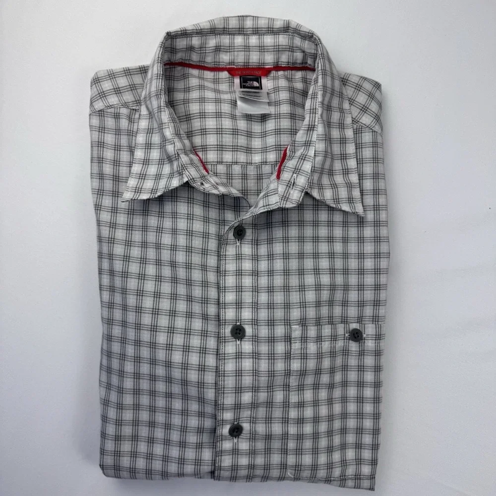 The North Face Shirt Mens Short Sleeve Shirt Hike Camp Outdoor Button Up Plaid L